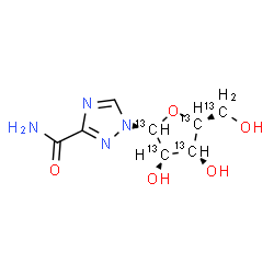 ChemSpider 2D Image | 1-[beta-D-(~13~C_5_)Ribofuranosyl]-1H-1,2,4-triazole-3-carboxamide | C313C5H12N4O5