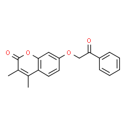 ChemSpider 2D Image | 3,4-Dimethyl-7-(2-oxo-2-phenylethoxy)-2H-chromen-2-one | C19H16O4