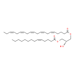 ChemSpider 2D Image | 2-Hydroxy-3-[(5Z)-5-tetradecenoyloxy]propyl (5Z,8Z,11Z,14Z,17Z)-5,8,11,14,17-icosapentaenoate | C37H60O5
