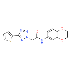 ChemSpider 2D Image | N-(2,3-Dihydro-1,4-benzodioxin-6-yl)-2-[5-(2-thienyl)-2H-tetrazol-2-yl]acetamide | C15H13N5O3S