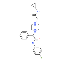 ChemSpider 2D Image | 1-[2-(Cyclopropylamino)-2-oxoethyl]-4-{(1S)-2-[(4-fluorophenyl)amino]-2-oxo-1-phenylethyl}piperazinediium | C23H29FN4O2