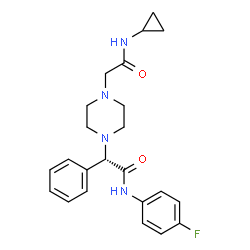 ChemSpider 2D Image | (2S)-2-{4-[2-(Cyclopropylamino)-2-oxoethyl]-1-piperazinyl}-N-(4-fluorophenyl)-2-phenylacetamide | C23H27FN4O2