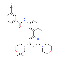 ChemSpider 2D Image | N-{3-[6-(2,2-Dimethyl-4-morpholinyl)-2-(4-morpholinyl)-4-pyrimidinyl]-4-methylphenyl}-3-(trifluoromethyl)benzamide | C29H32F3N5O3