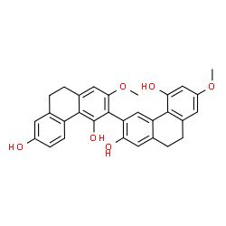 ChemSpider 2D Image | 2',7-Dimethoxy-9,9',10,10'-tetrahydro-3,3'-biphenanthrene-2,4',5,7'-tetrol | C30H26O6