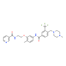 ChemSpider 2D Image | N-{2-[2-Methyl-5-({4-[(4-methyl-1-piperazinyl)methyl]-3-(trifluoromethyl)benzoyl}amino)phenoxy]ethyl}nicotinamide | C29H32F3N5O3