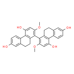 ChemSpider 2D Image | 2,2'-Dimethoxy-9,9',10,10'-tetrahydro-1,1'-biphenanthrene-4,4',7,7'-tetrol | C30H26O6