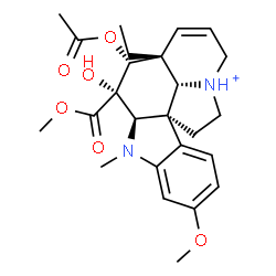 ChemSpider 2D Image | (2beta,3beta,4beta,5alpha,9beta,12beta,19alpha)-4-Acetoxy-3-hydroxy-16-methoxy-3-(methoxycarbonyl)-1-methyl-6,7-didehydroaspidospermidin-9-iumato(8-) | C25H33N2O6