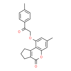 ChemSpider 2D Image | 7-Methyl-9-[2-(4-methylphenyl)-2-oxoethoxy]-2,3-dihydrocyclopenta[c]chromen-4(1H)-one | C22H20O4