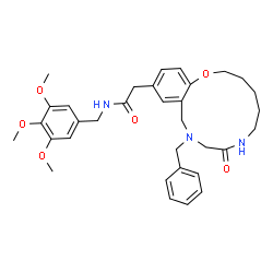 ChemSpider 2D Image | 2-(10-Benzyl-8-oxo-2,3,4,5,6,7,8,9,10,11-decahydro-1,7,10-benzoxadiazacyclotridecin-13-yl)-N-(3,4,5-trimethoxybenzyl)acetamide | C33H41N3O6