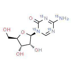 ChemSpider 2D Image | 4-(~15~N)Amino-1-(beta-D-ribofuranosyl)(~15~N_3_)-1,3,5-triazin-2(1H)-one | C8H1215N4O5