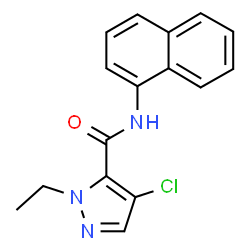 ChemSpider 2D Image | 4-Chloro-1-ethyl-N-(1-naphthyl)-1H-pyrazole-5-carboxamide | C16H14ClN3O
