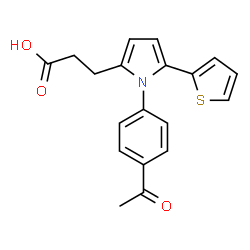 ChemSpider 2D Image | 3-[1-(4-acetylphenyl)-5-thiophen-2-yl-2-pyrrolyl]propanoic acid | C19H17NO3S