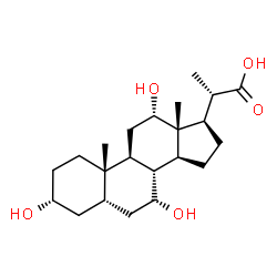 ChemSpider 2D Image | (2S)-2-[(3R,5S,7R,8R,9S,10S,12S,13S,14S,17R)-3,7,12-Trihydroxy-10,13-dimethylhexadecahydro-1H-cyclopenta[a]phenanthren-17-yl]propanoic acid | C22H36O5