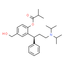 ChemSpider 2D Image | 2-[(1S)-3-(Diisopropylamino)-1-phenylpropyl]-4-(hydroxymethyl)phenyl 2-methylpropanoate | C26H37NO3