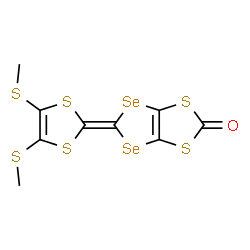ChemSpider 2D Image | 5-[4,5-Bis(methylsulfanyl)-1,3-dithiol-2-ylidene][1,3]diselenolo[4,5-d][1,3]dithiol-2-one | C9H6OS6Se2