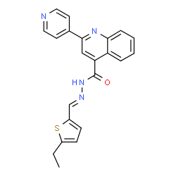 ChemSpider 2D Image | N'-[(E)-(5-Ethyl-2-thienyl)methylene]-2-(4-pyridinyl)-4-quinolinecarbohydrazide | C22H18N4OS
