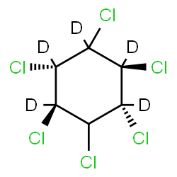 ChemSpider 2D Image | (1R,2S,4S,5R)-1,2,3,4,5,6-Hexachloro(1,2,3,4,5-~2~H_5_)cyclohexane | C6HD5Cl6