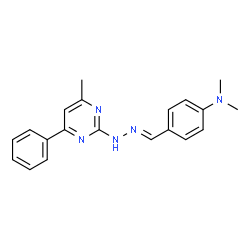 ChemSpider 2D Image | 4-(dimethylamino)benzaldehyde (4-methyl-6-phenyl-2-pyrimidinyl)hydrazone | C20H21N5