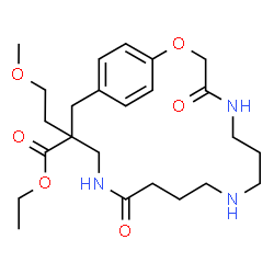 ChemSpider 2D Image | Ethyl 16-(2-methoxyethyl)-4,13-dioxo-2-oxa-5,9,14-triazabicyclo[16.2.2]docosa-1(20),18,21-triene-16-carboxylate | C24H37N3O6