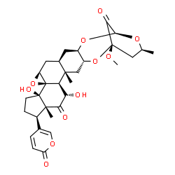 ChemSpider 2D Image | (1S,3R,5S,6S,7S,9R,10R,13R,14R,16S,18R,20R,22S,24S)-7,13-Dihydroxy-1-methoxy-5,9,24-trimethyl-10-(2-oxo-2H-pyran-5-yl)-2,15,21,23-tetraoxaheptacyclo[20.3.1.0~3,20~.0~5,18~.0~6,14~.0~9,13~.0~14,16~]hex
acosane-8,26-dione | C31H38O11