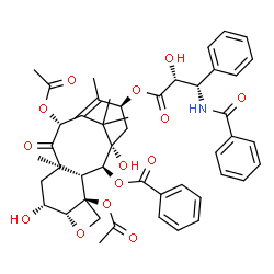 ChemSpider 2D Image | (2alpha,5beta,6beta,10beta,13alpha)-4,10-Diacetoxy-13-{[(2R,3S)-3-(benzoylamino)-2-hydroxy-3-phenylpropanoyl]oxy}-1,6-dihydroxy-9-oxo-5,20-epoxytax-11-en-2-yl benzoate | C47H51NO14