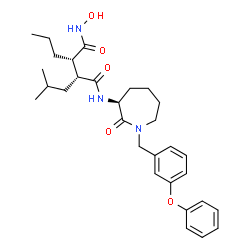 ChemSpider 2D Image | (2R,3S)-N~4~-Hydroxy-2-isobutyl-N~1~-[(3S)-2-oxo-1-(3-phenoxybenzyl)-3-azepanyl]-3-propylsuccinamide | C30H41N3O5