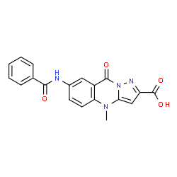 ChemSpider 2D Image | 7-(Benzoylamino)-4-methyl-9-oxo-4,9-dihydropyrazolo[5,1-b]quinazoline-2-carboxylic acid | C19H14N4O4