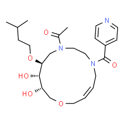 ChemSpider 2D Image | 1-[(3Z,11S,12S,13S)-12,13-Dihydroxy-6-isonicotinoyl-11-(3-methylbutoxy)-1-oxa-6,9-diazacyclotetradec-3-en-9-yl]ethanone | C24H37N3O6