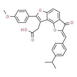 ChemSpider 2D Image | [(2Z)-2-(4-Isopropylbenzylidene)-7-(4-methoxyphenyl)-3-oxo-2,3-dihydrofuro[2,3-e][1]benzofuran-8-yl]acetic acid | C29H24O6