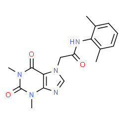 ChemSpider 2D Image | 2-(1,3-Dimethyl-2,6-dioxo-1,2,3,6-tetrahydro-7H-purin-7-yl)-N-(2,6-dimethylphenyl)acetamide | C17H19N5O3