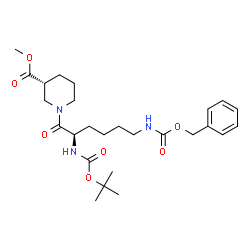 ChemSpider 2D Image | Methyl (3R)-1-(N~6~-[(benzyloxy)carbonyl]-N~2~-{[(2-methyl-2-propanyl)oxy]carbonyl}-D-lysyl)-3-piperidinecarboxylate | C26H39N3O7
