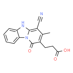 ChemSpider 2D Image | pyrido[1,2-a]benzimidazole-2-propanoic acid, 4-cyano-1,5-dihydro-3-methyl-1-oxo- | C16H13N3O3