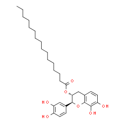 ChemSpider 2D Image | (2S,3R)-2-(3,4-Dihydroxyphenyl)-7,8-dihydroxy-3,4-dihydro-2H-chromen-3-yl palmitate | C31H44O7