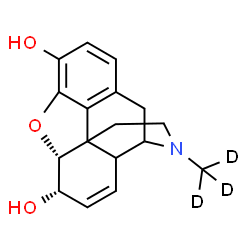 ChemSpider 2D Image | (5alpha,6alpha)-17-(~2~H_3_)Methyl-7,8-didehydro-4,5-epoxymorphinan-3,6-diol | C17H16D3NO3