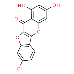 ChemSpider 2D Image | 1,3,8-Trihydroxy-11H-[1]benzofuro[3,2-b]chromen-11-one | C15H8O6