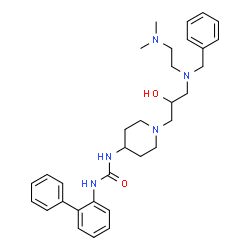 ChemSpider 2D Image | 1-[1-(3-{Benzyl[2-(dimethylamino)ethyl]amino}-2-hydroxypropyl)-4-piperidinyl]-3-(2-biphenylyl)urea | C32H43N5O2