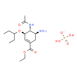 ChemSpider 2D Image | dihydrogen phosphate; ethyl (3R,4R,5S)-4-acetamido-5-amino-3-(1-ethylpropoxy)cyclohexene-1-carboxylate | C16H30N2O8P