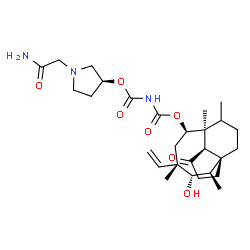ChemSpider 2D Image | (3S)-1-(2-Amino-2-oxoethyl)-3-pyrrolidinyl (1S,2R,3S,4S,6R,7S,8R)-3-hydroxy-2,4,7,14-tetramethyl-9-oxo-4-vinyltricyclo[5.4.3.0~1,8~]tetradec-6-yl imidodicarbonate | C28H43N3O7