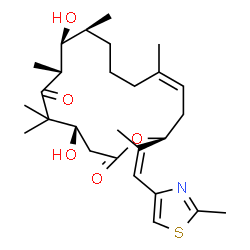 ChemSpider 2D Image | (4S,7R,8S,9S,13Z,16S)-4,8-Dihydroxy-5,5,7,9,13-pentamethyl-16-[(1Z)-1-(2-methyl-1,3-thiazol-4-yl)-1-propen-2-yl]oxacyclohexadec-13-ene-2,6-dione | C27H41NO5S