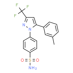 ChemSpider 2D Image | 4-[5-(3-Methylphenyl)-3-(trifluoromethyl)-1H-pyrazol-1-yl]benzenesulfonamide | C17H14F3N3O2S