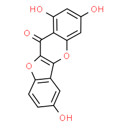 ChemSpider 2D Image | 1,3,7-Trihydroxy-11H-[1]benzofuro[3,2-b]chromen-11-one | C15H8O6