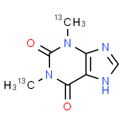 ChemSpider 2D Image | 1,3-Bis[(~13~C)methyl]-3,7-dihydro-1H-purine-2,6-dione | C513C2H8N4O2