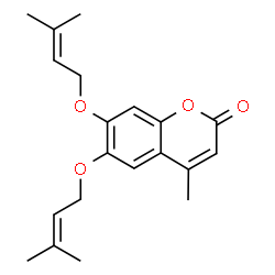 ChemSpider 2D Image | 4-Methyl-6,7-bis[(3-methyl-2-buten-1-yl)oxy]-2H-chromen-2-one | C20H24O4