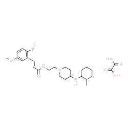 ChemSpider 2D Image | (2E)-3-(2,5-Dimethoxyphenyl)-N-(2-{4-[methyl(2-methylcyclohexyl)amino]-1-piperidinyl}ethyl)acrylamide ethanedioate (1:1) | C28H43N3O7