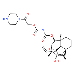 ChemSpider 2D Image | (1S,2R,3S,4S,6R,7S,8R)-3-Hydroxy-2,4,7,14-tetramethyl-9-oxo-4-vinyltricyclo[5.4.3.0~1,8~]tetradec-6-yl 2-oxo-2-(1-piperazinyl)ethyl imidodicarbonate | C28H43N3O7