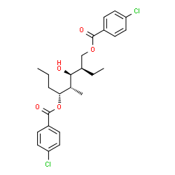 ChemSpider 2D Image | (2R,3S,4S,5R)-5-[(4-Chlorobenzoyl)oxy]-2-ethyl-3-hydroxy-4-methyloctyl 4-chlorobenzoate | C25H30Cl2O5