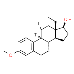 ChemSpider 2D Image | (8S,9R,13S,14S,17S)-13-Ethyl-3-methoxy(9,11-~3~H_2_)-7,8,9,11,12,13,14,15,16,17-decahydro-6H-cyclopenta[a]phenanthren-17-ol | C20H26T2O2