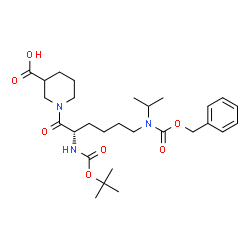 ChemSpider 2D Image | 1-(N~6~-[(Benzyloxy)carbonyl]-N~6~-isopropyl-N~2~-{[(2-methyl-2-propanyl)oxy]carbonyl}-L-lysyl)-3-piperidinecarboxylic acid | C28H43N3O7