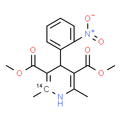 ChemSpider 2D Image | Dimethyl 2,6-dimethyl-4-(2-nitrophenyl)(2-~14~C)-1,4-dihydro-3,5-pyridinedicarboxylate | C1614CH18N2O6