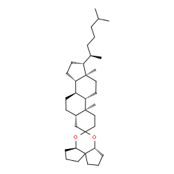 ChemSpider 2D Image | (3a'R,5S,6a'R,8R,9S,10S,13R,14S,17R)-10,13-Dimethyl-17-[(2R)-6-methyl-2-heptanyl]tetracosahydrospiro[cyclopenta[a]phenanthrene-3,5'-dicyclopenta[d,e][1,3]dioxine] | C36H60O2